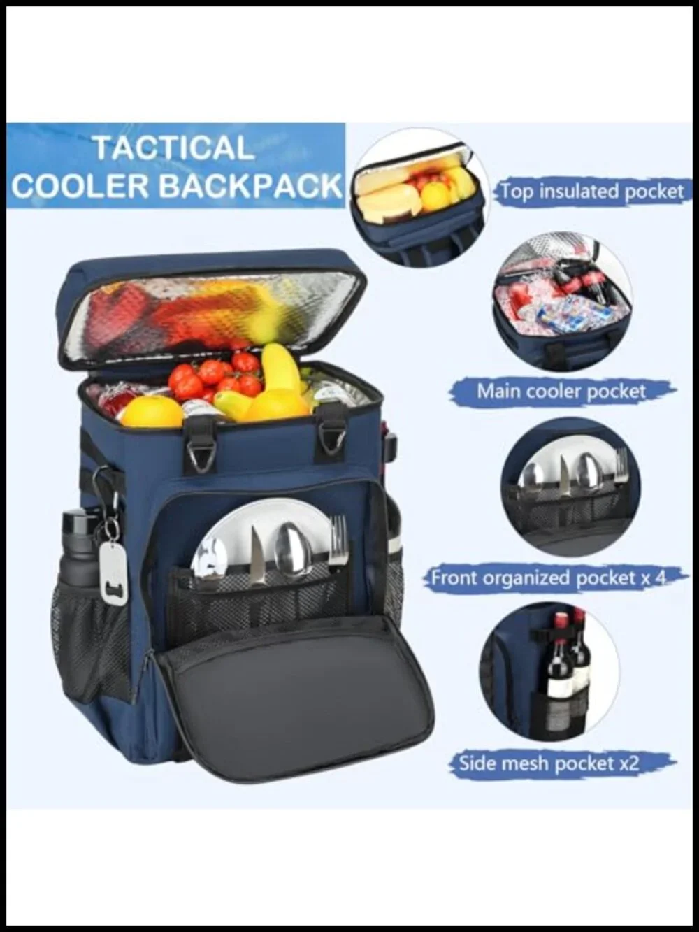 Tactical Cooler Backpack Insulated Lunch Bag 50 Can Backpack
